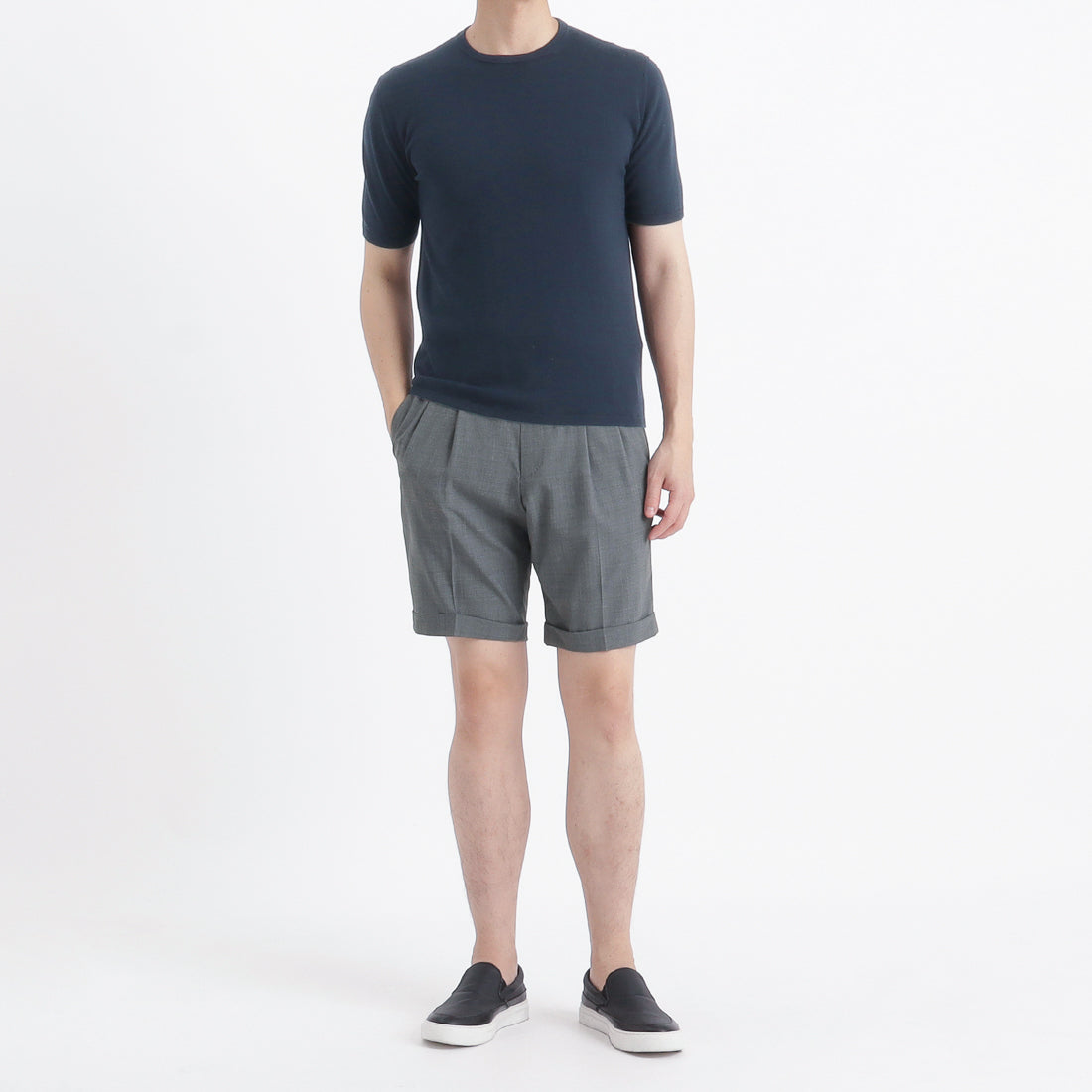 Tropical Two Pleats Short Pants Color: Gray