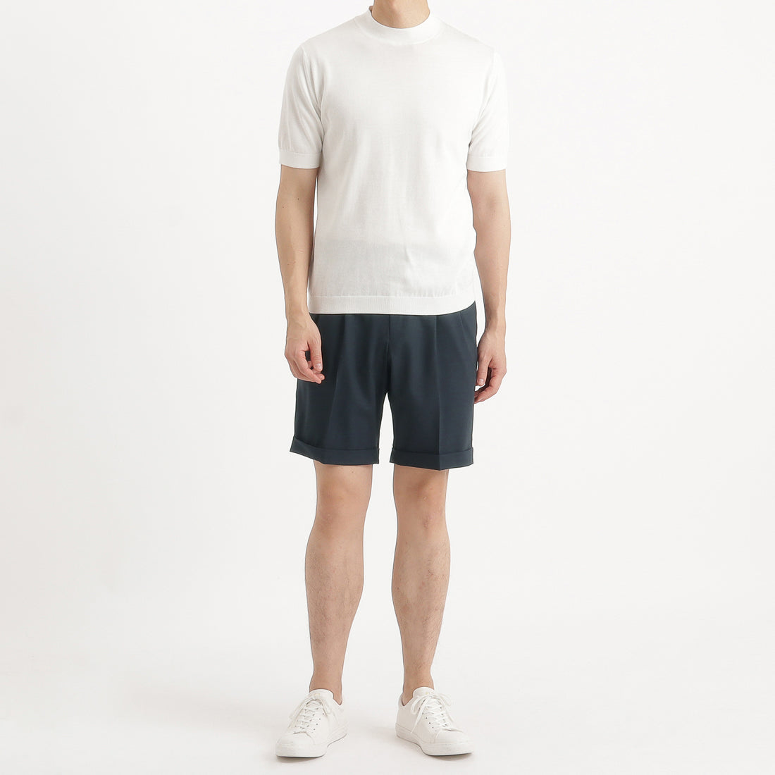 Tropical Two Pleats Short Pants Color: Navy