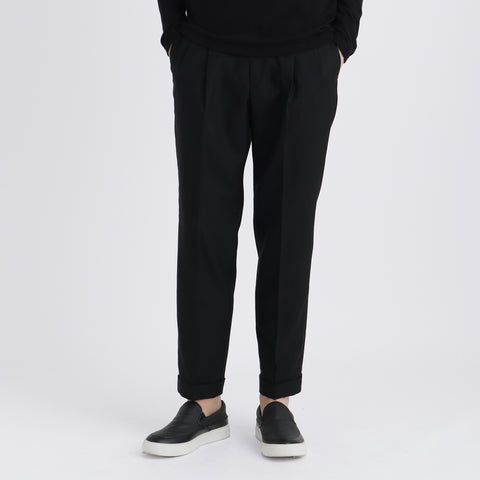 Twill Two Pleats Trousers Color: Black