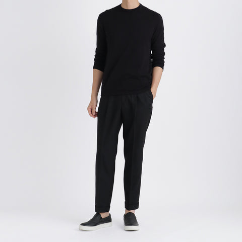 Twill Two Pleats Trousers Color: Black