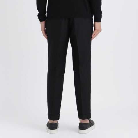 Twill Two Pleats Trousers Color: Black