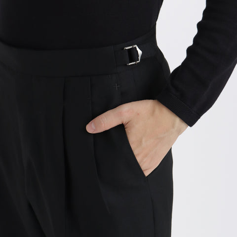 Twill Two Pleats Trousers Color: Black