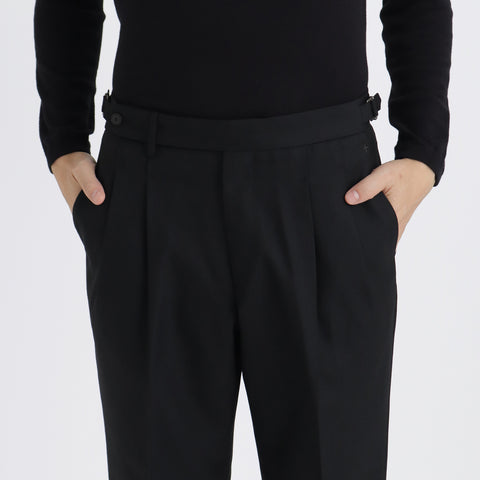 Twill Two Pleats Trousers Color: Black