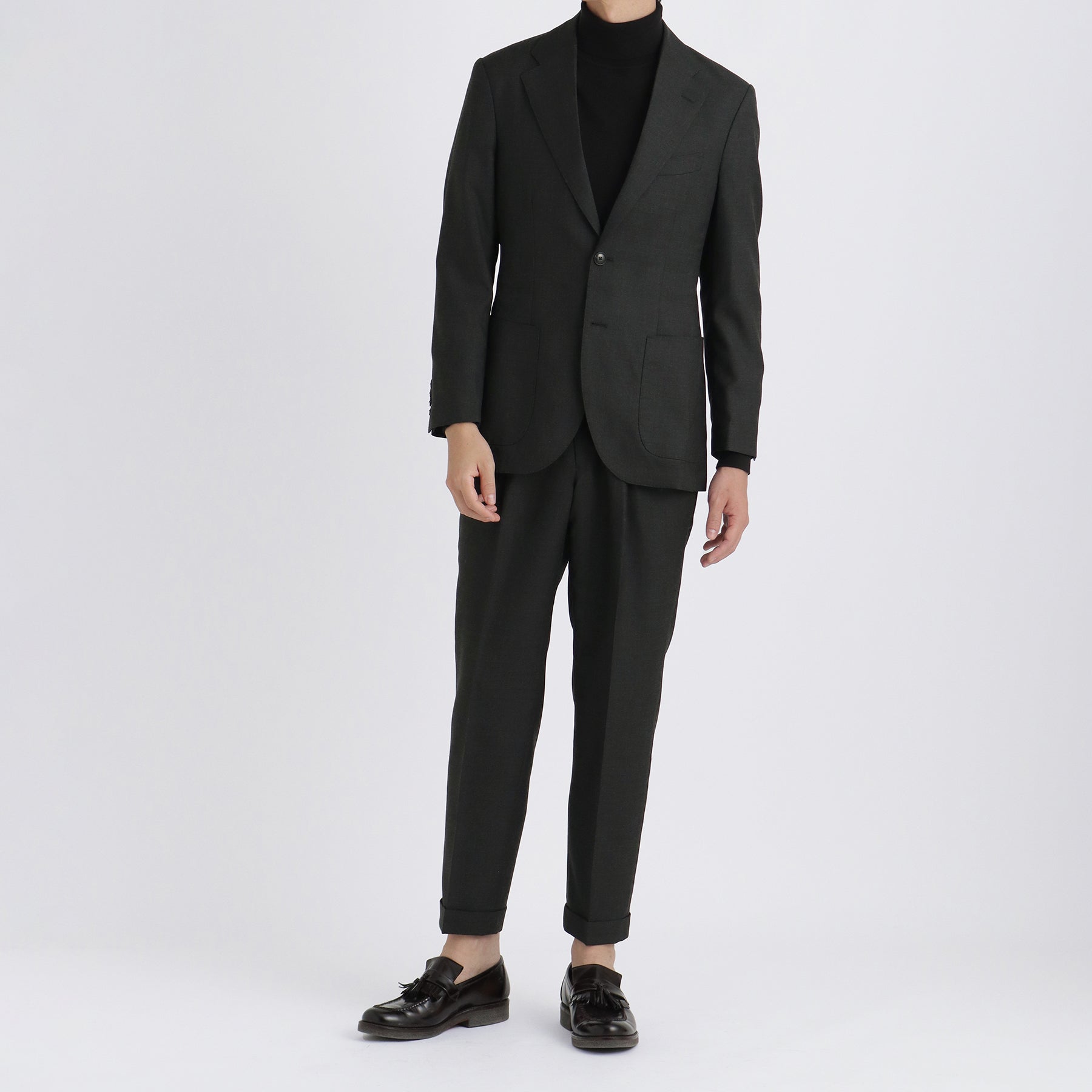 クロスクローゼット　ツープリーツトラウザー　テックウール　ネイビー　サイズ2 テックウールツイル ツープリーツトラウザー チャコール