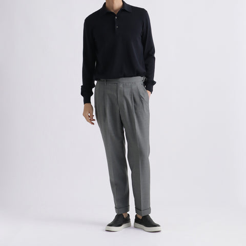 Twill Two Pleats Trousers Color: Light Gray