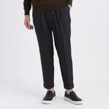 Twill Two Pleats Trousers Color: Navy