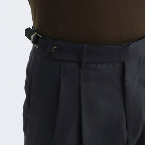 Twill Two Pleats Trousers Color: Navy