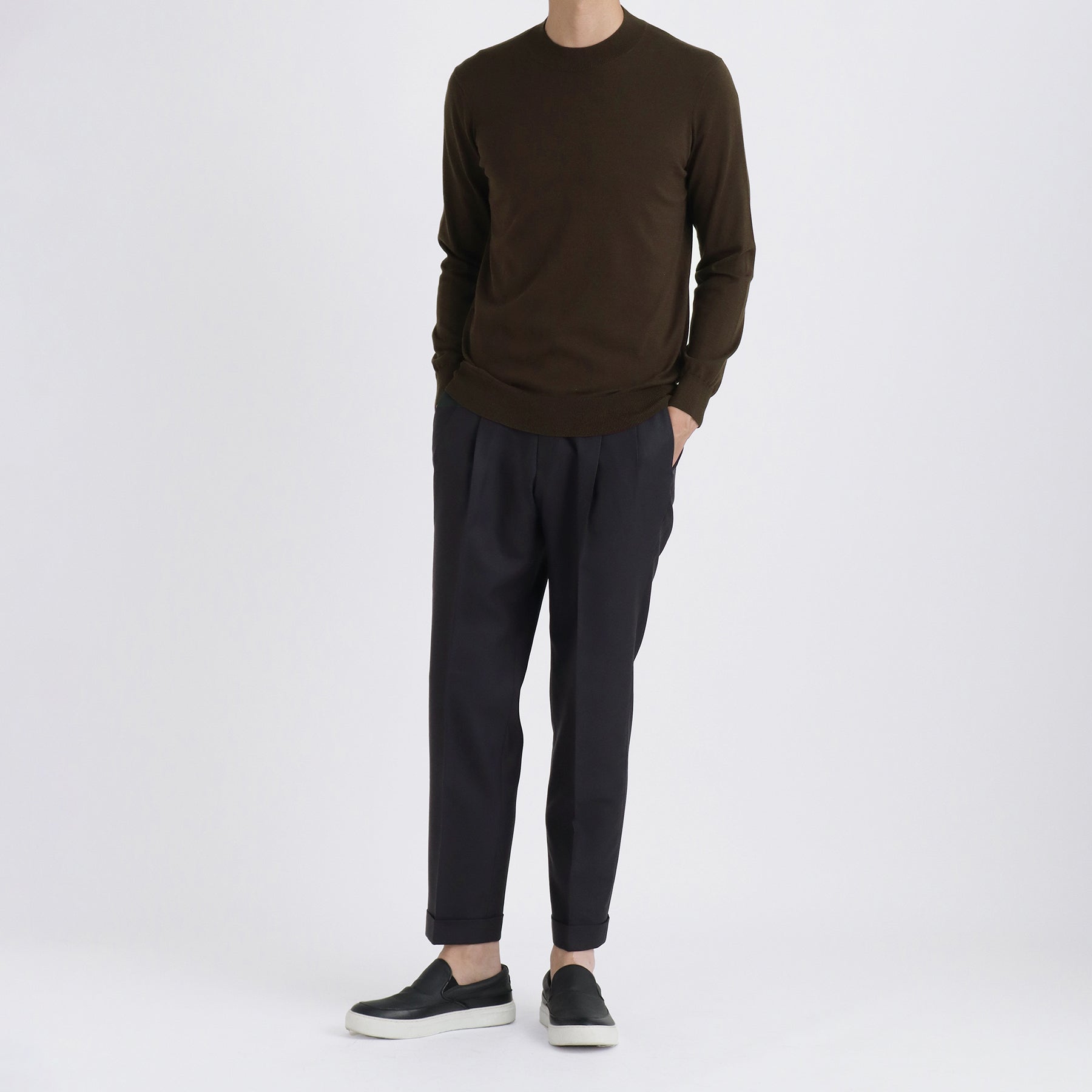 テックウールツイル ツープリーツトラウザー ネイビー | ＋CLOTHET ONLINE
