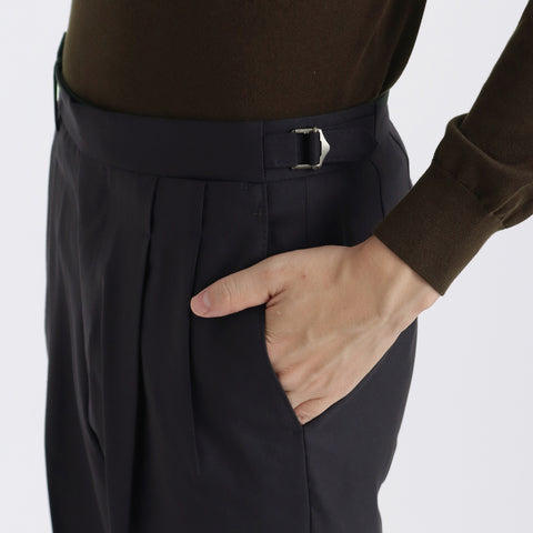 Twill Two Pleats Trousers Color: Navy