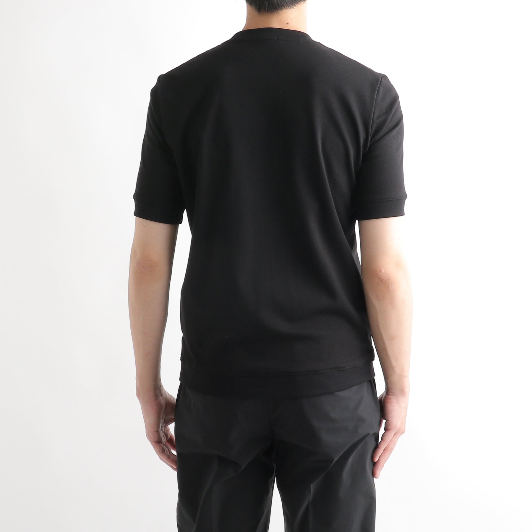 Tailored Ribbed Hem T-shirt Color: Black