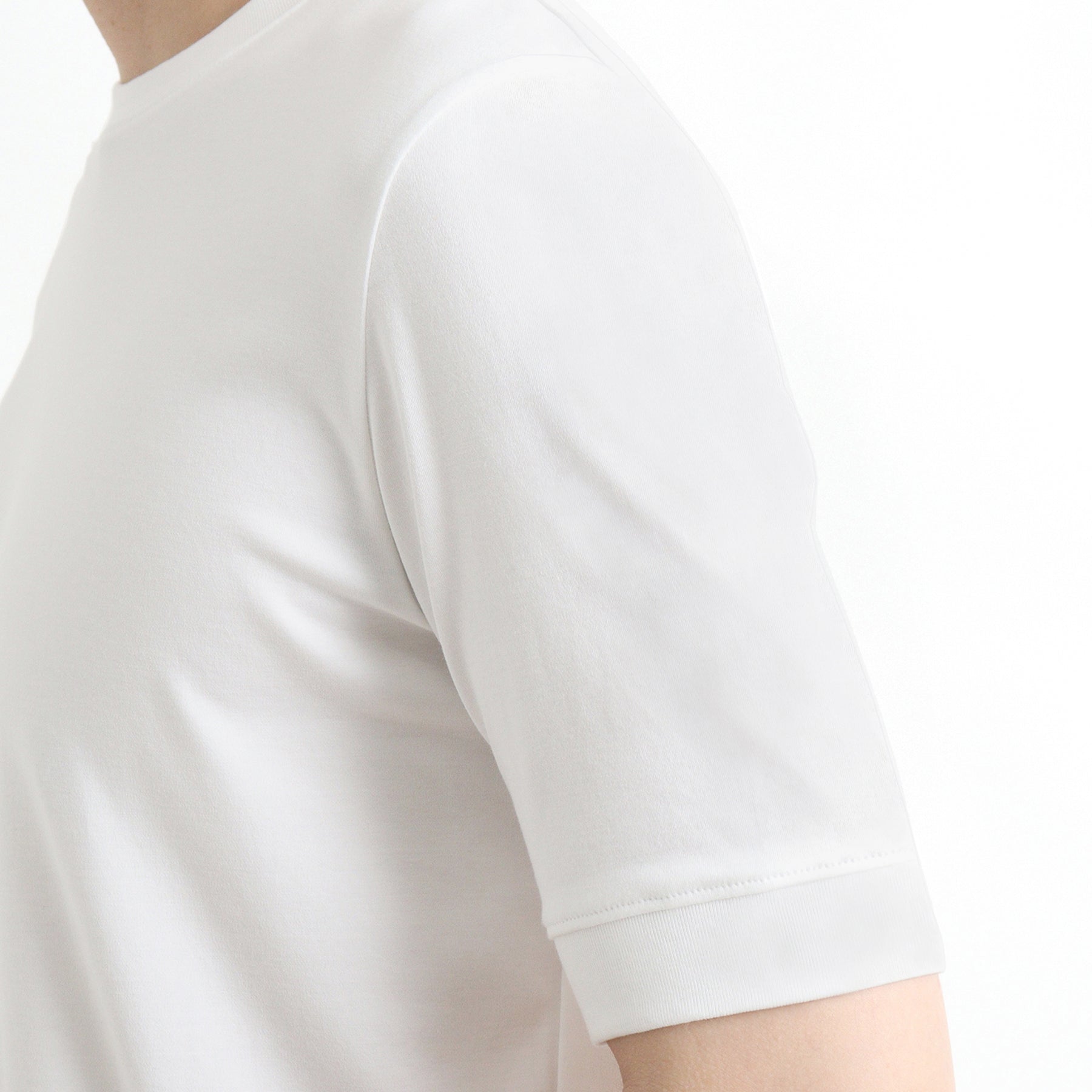Tailored Ribbed Hem T-shirt Color: White