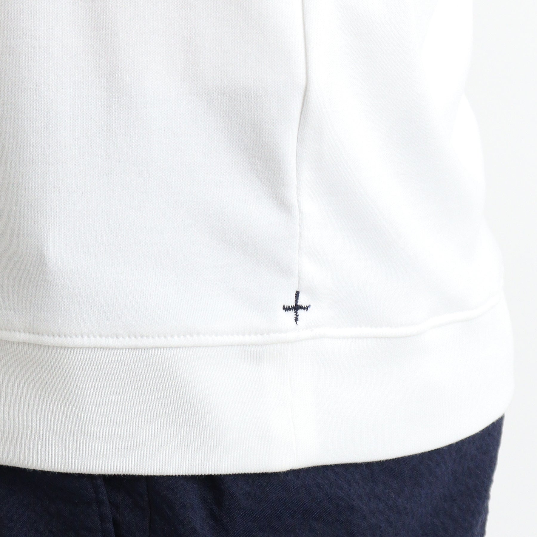 Tailored Ribbed Hem T-shirt Color: White