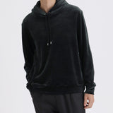 Velour Pull Over Hoodie Color: Navy