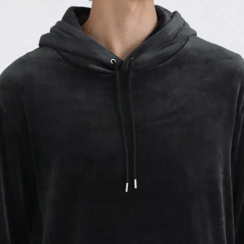 Velour Pull Over Hoodie Color: Navy