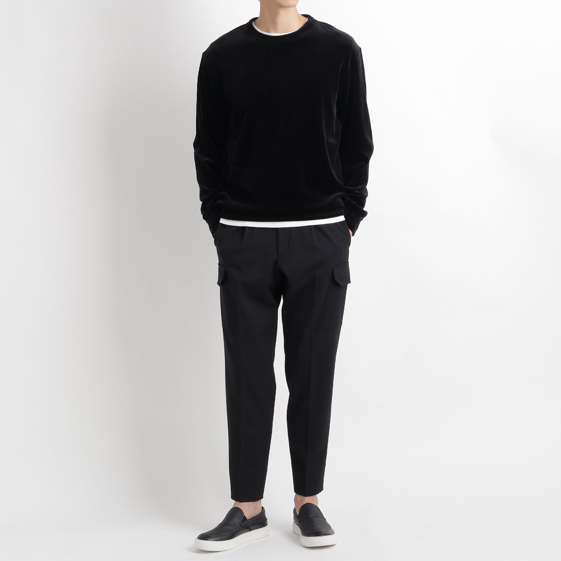 クロスクローゼット+CLOTHET スビンプラチナムベロア　スウェット スビンプラチナムベロア ジョガーパンツ ブラック | ＋CLOTHET