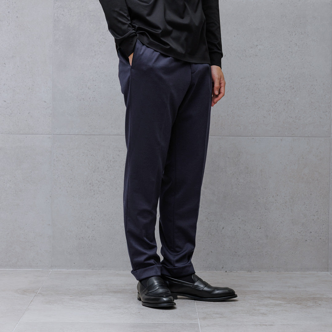 Wool Matte Twist Easy Trousers Color: Navy