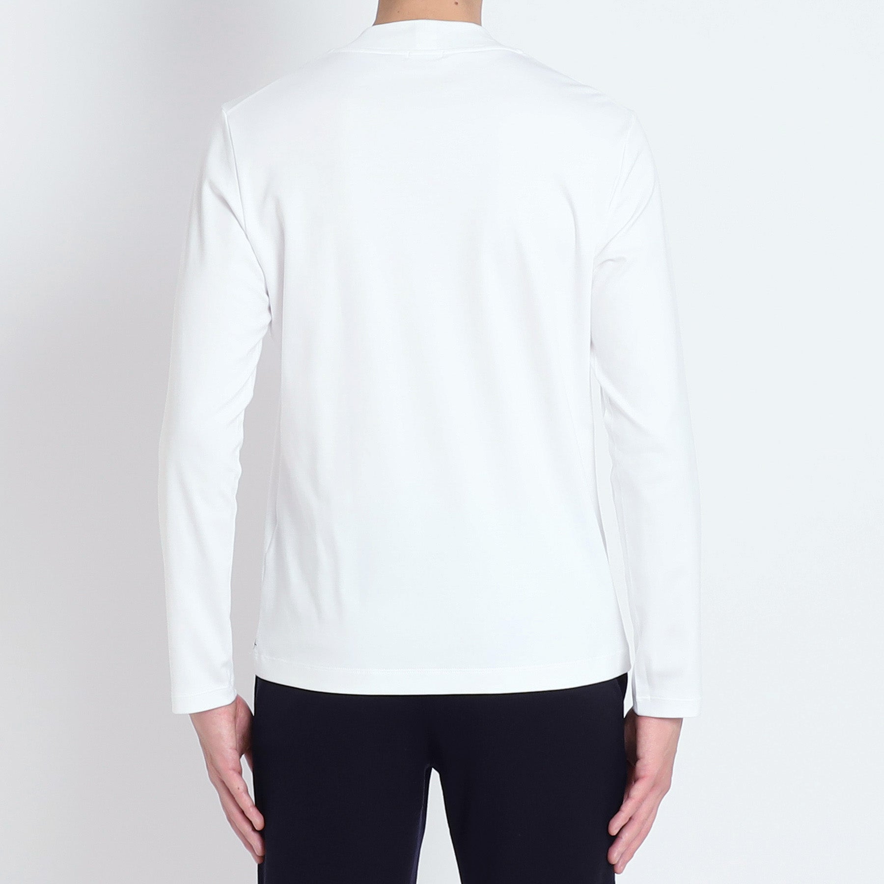 Tailored Mock Neck Long Sleeve T-shirt Color: White