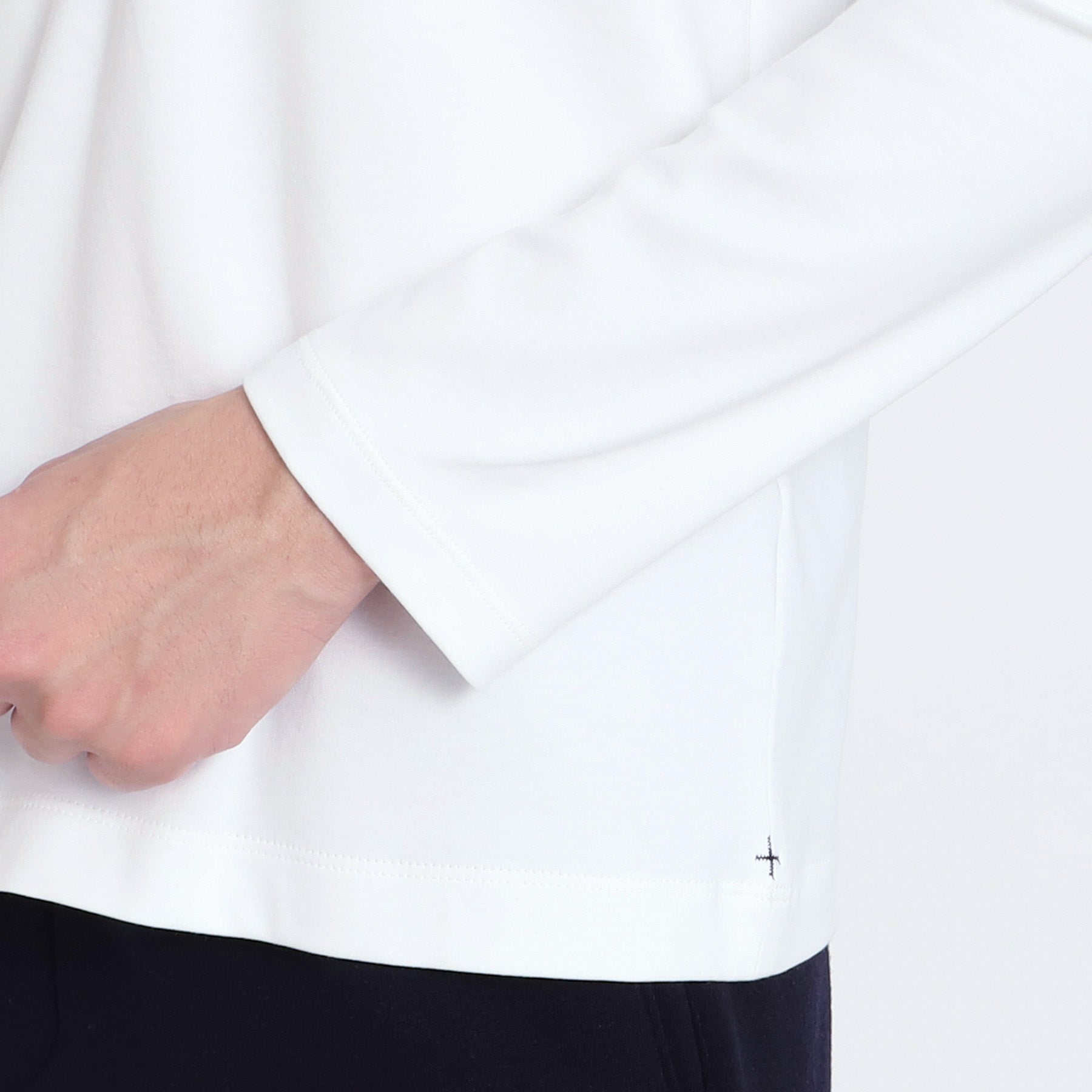 ★BRIEFING ホワイト 長袖シャツ M スビンプラチナムスムース テーラードモックネックロング