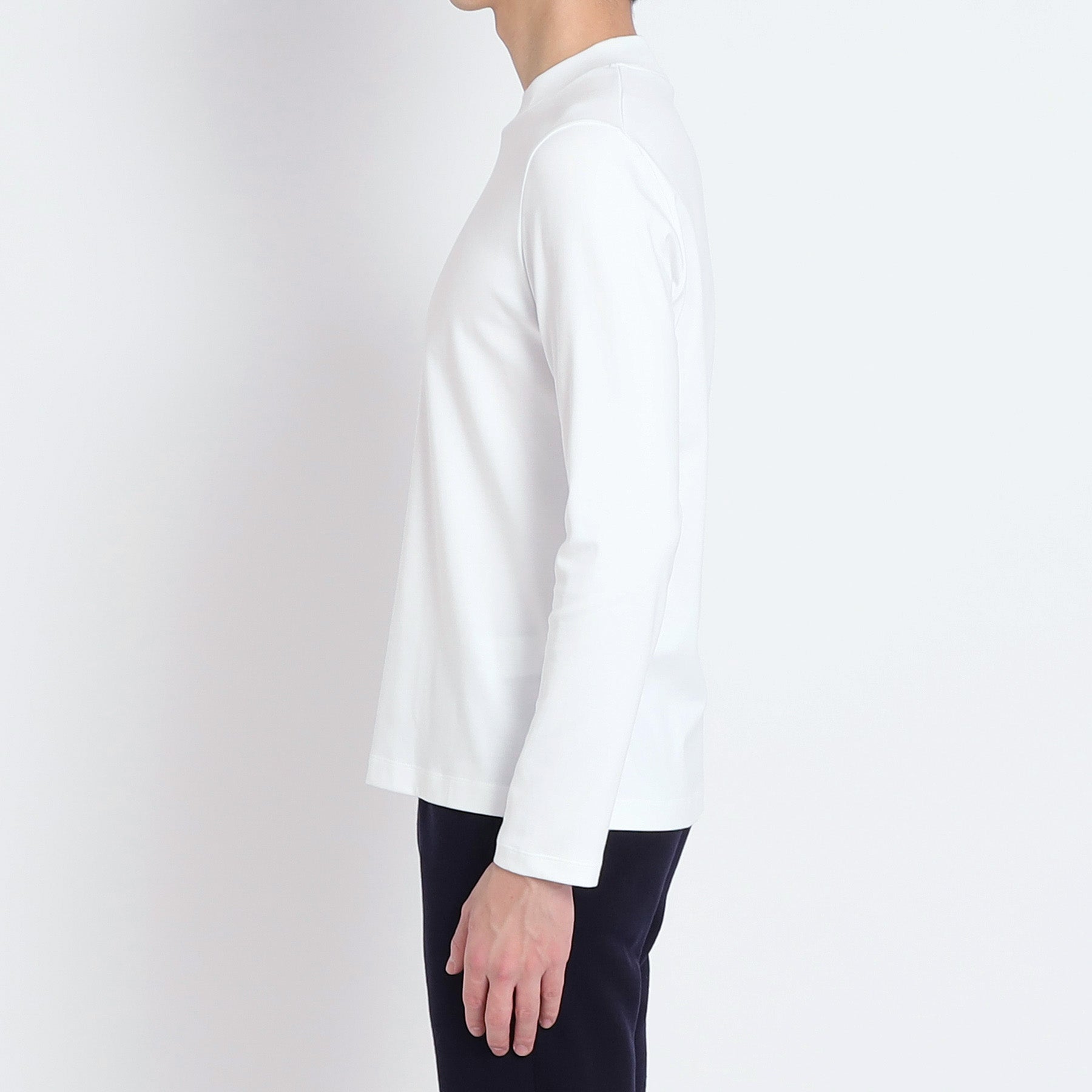 Tailored Mock Neck Long Sleeve T-shirt Color: White
