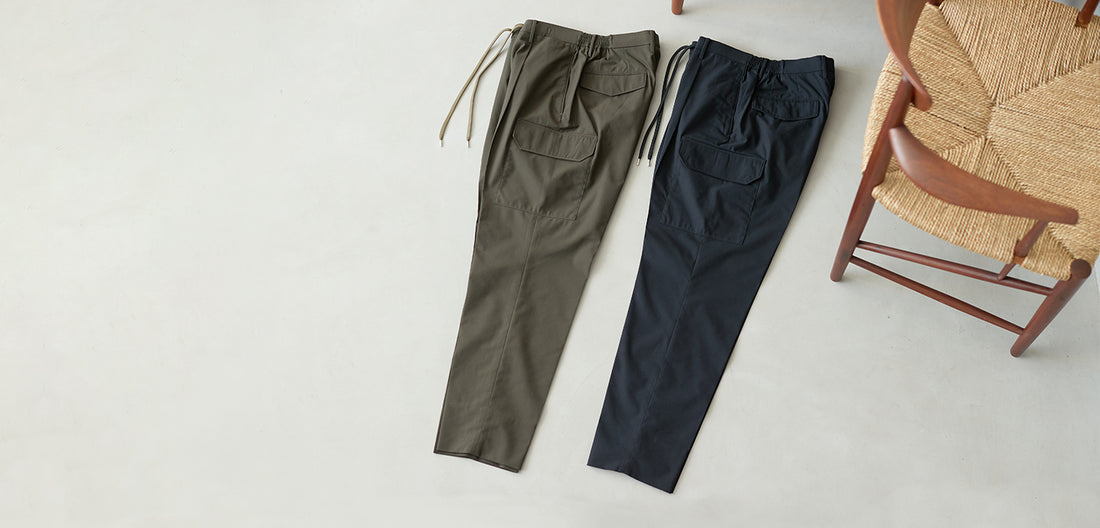 ハイツイストコットンパナマカーゴパンツ2色展開
