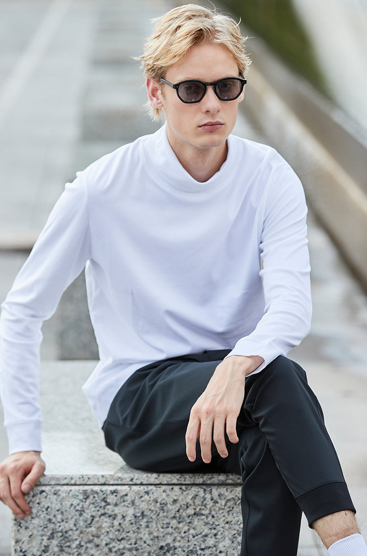 メンズウェア SUVIN PLATINUM SMOOTH LONG SLEEVE TURTLE SUVIN PLATINUM SMOOTH LONG SLEEVE TURTLE – OBSIDIAN オブシディアン