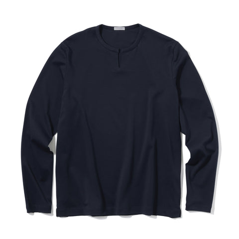Tailored Key neck Long Sleeve T-shirt Color: Navy