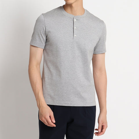 Hybrid Cotton Tailored Henley neck T-shirt Color: Gray