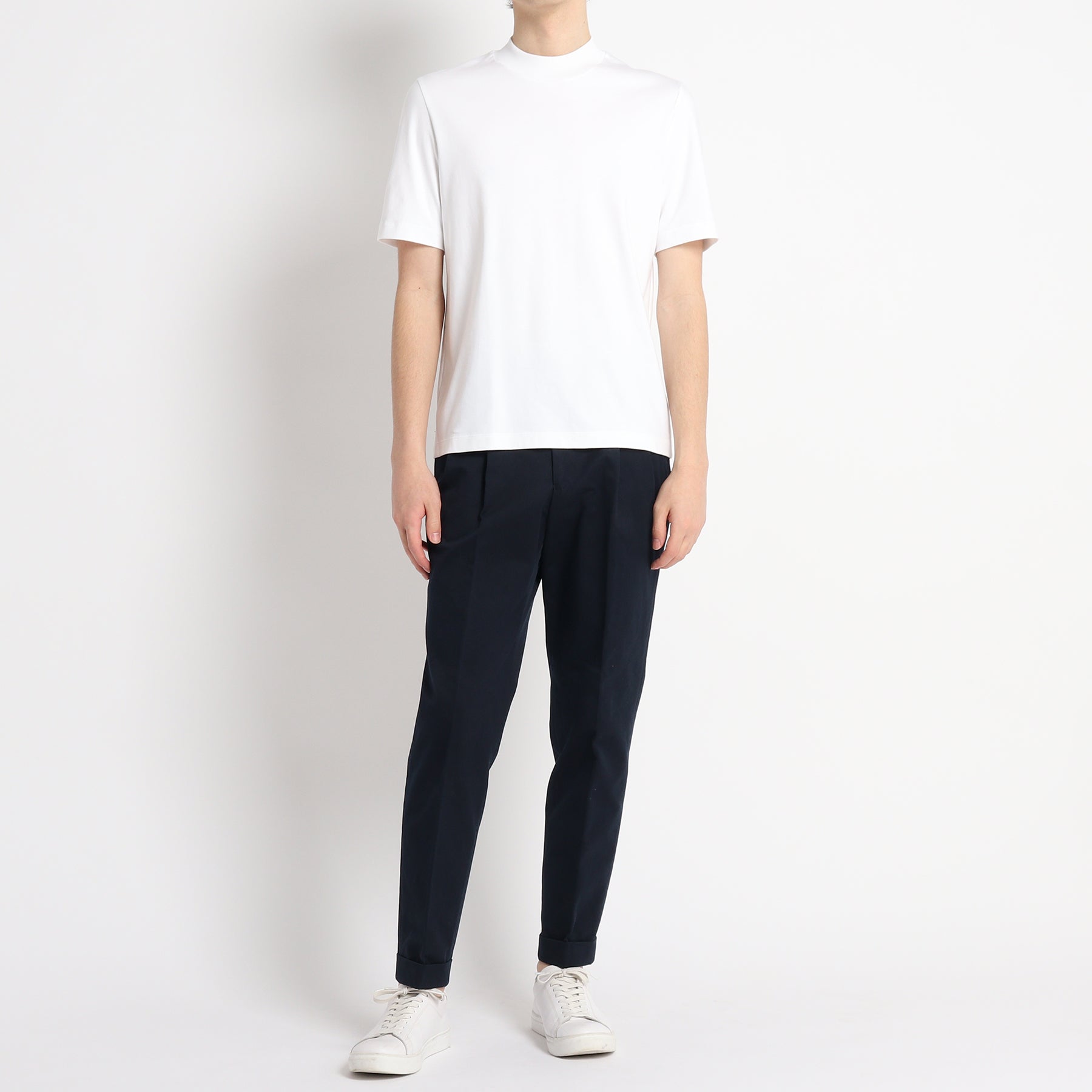 Tailored Mock Neck T-shirt Color: White