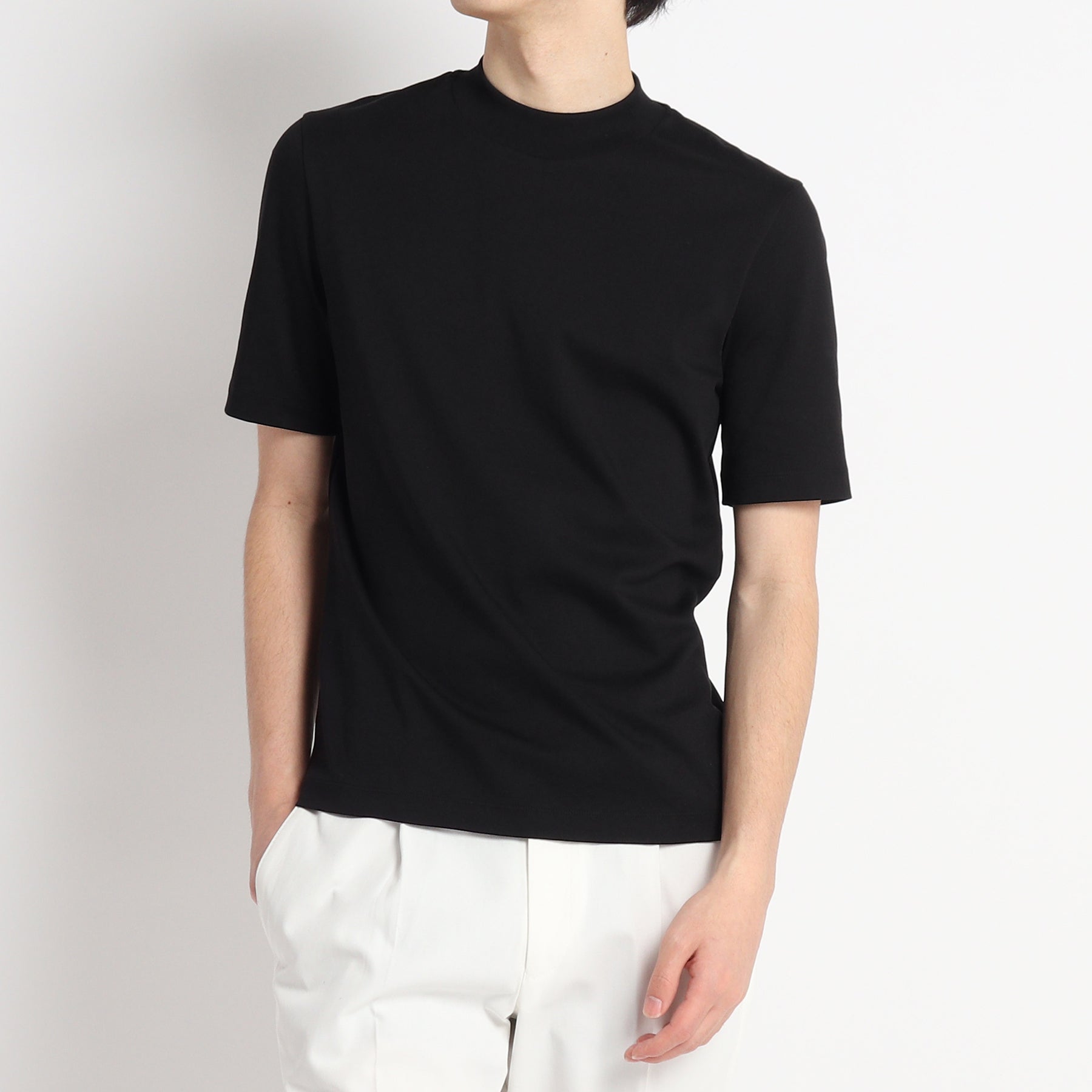 Tailored Mock Neck T-shirt Color: Black