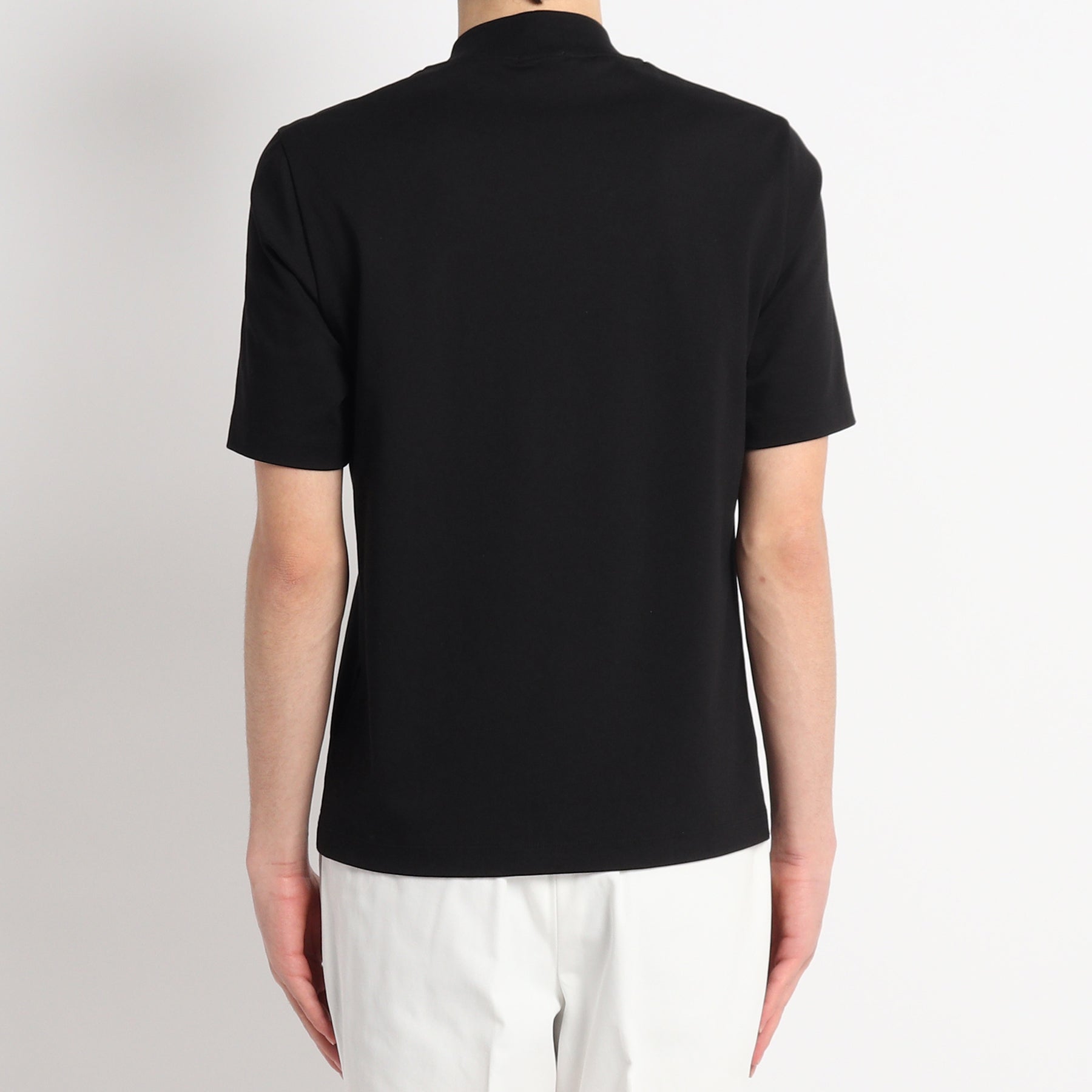スビンプラチナムスムース テーラードモックネックTシャツ ブラック