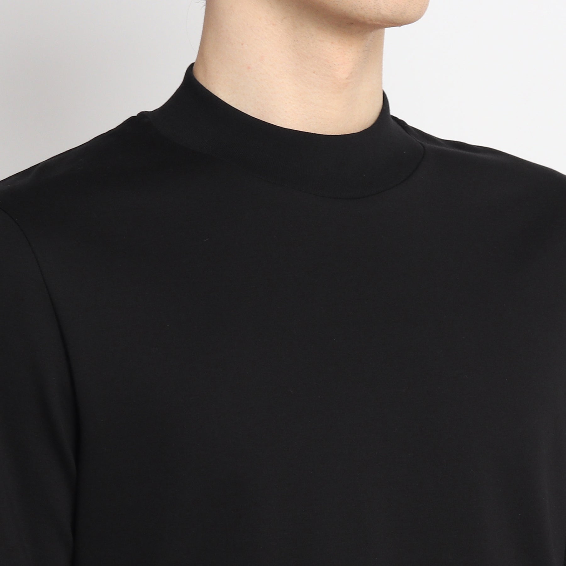 Tailored Mock Neck T-shirt Color: Black