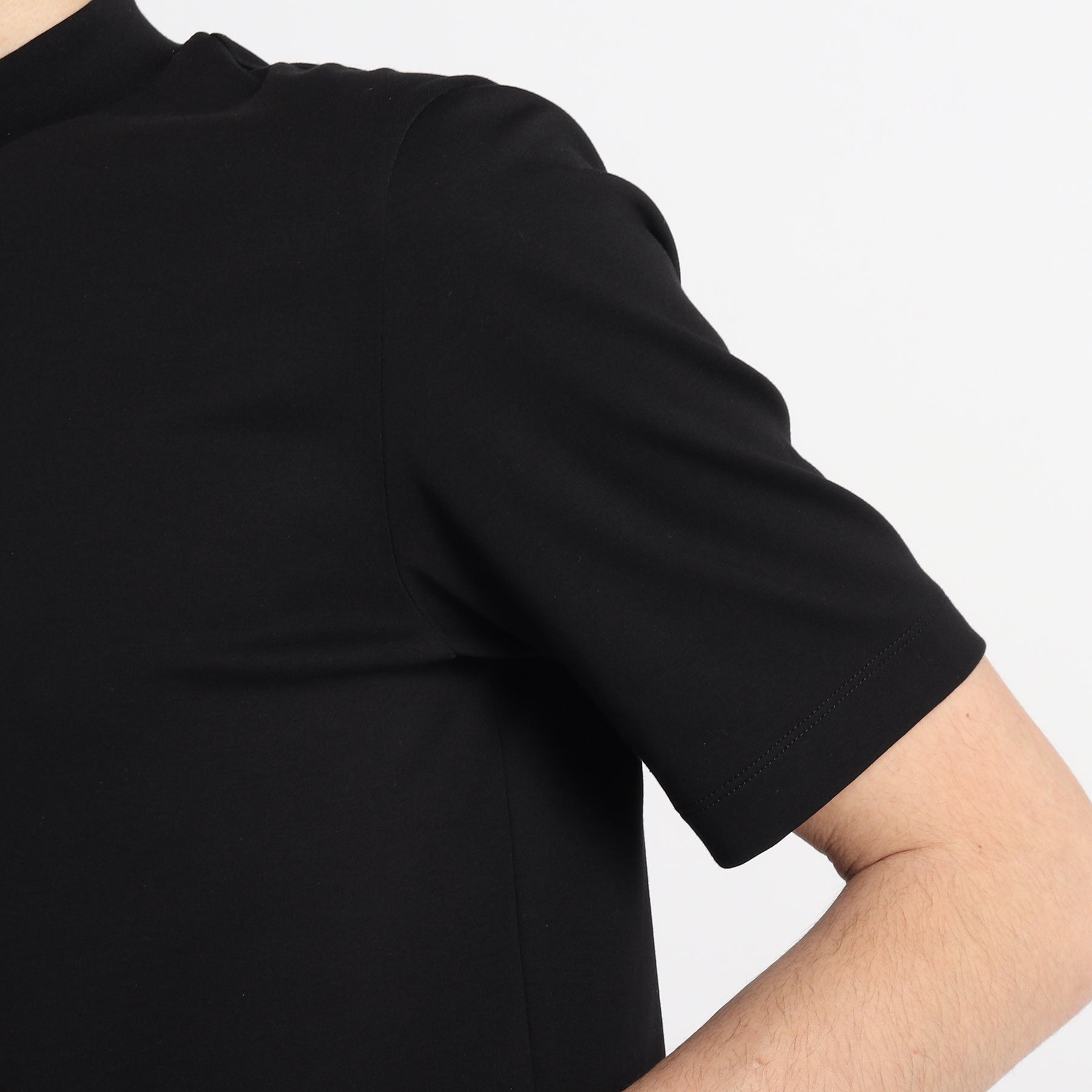 Tailored Mock Neck T-shirt Color: Black