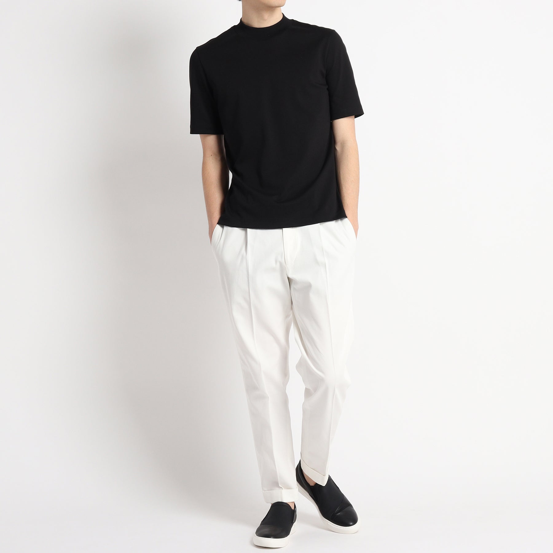 Tailored Mock Neck T-shirt Color: Black
