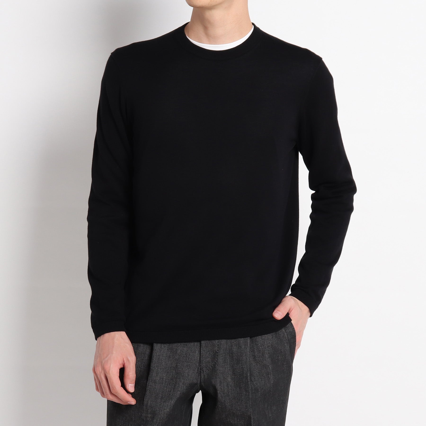 スビンプラチナム クルーネックニット ブラック | ＋CLOTHET ONLINE