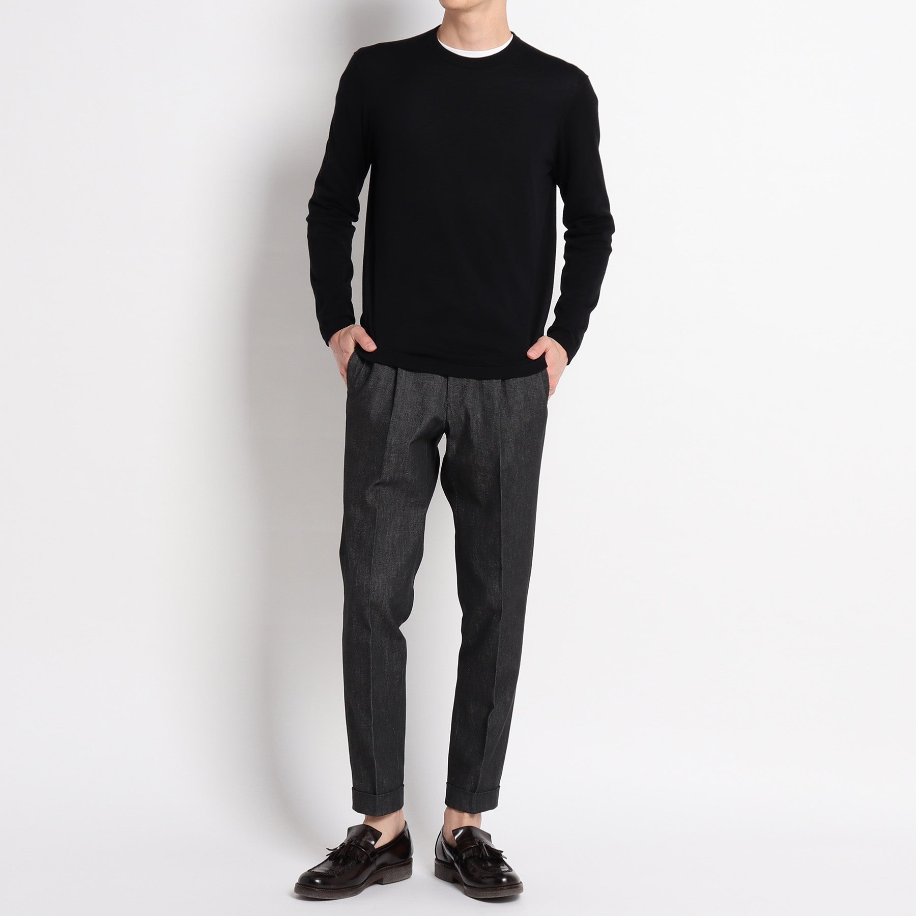 スビンプラチナム クルーネックニット ブラック | ＋CLOTHET ONLINE