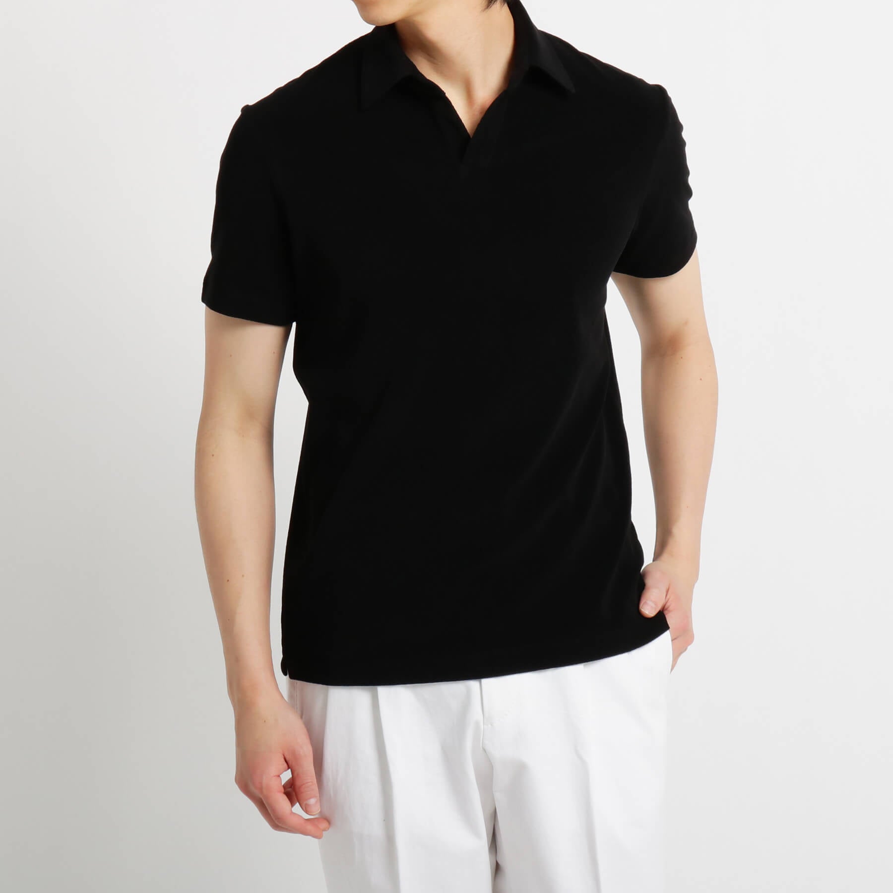 Micro Pile Skipper Shirt Color: Black