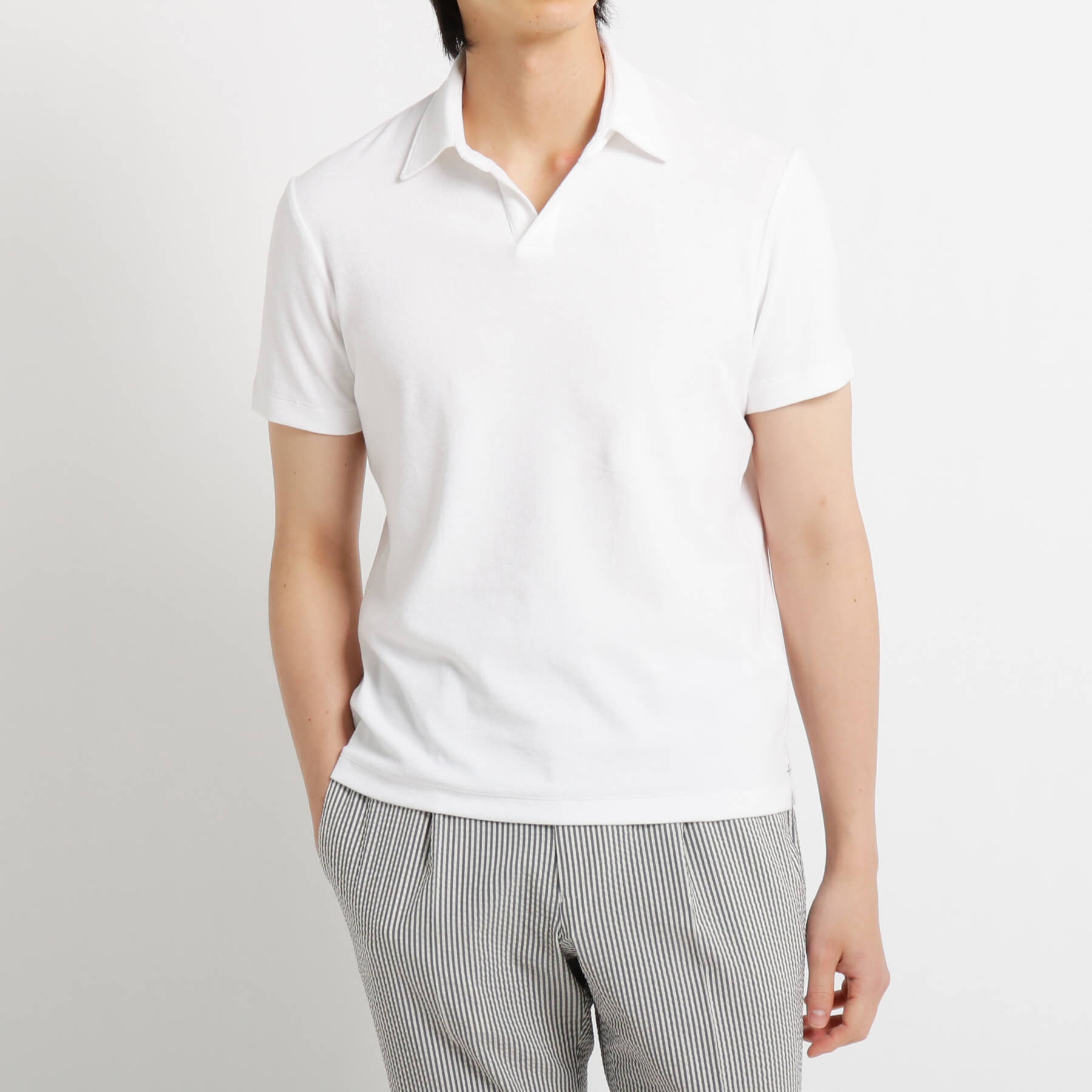 Micro Pile Skipper Shirt Color: White – ＋CLOTHET ONLINE
