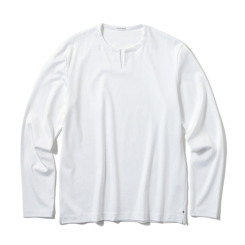 Tailored Key neck Long Sleeve T-shirt Color: White