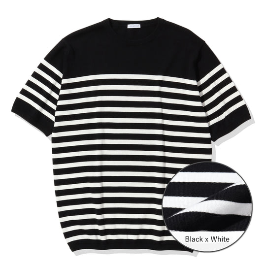 Border Knit T-shirt Color: Black×White