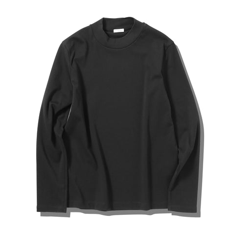 Tailored Mock Neck Long Sleeve T-shirt Color: Black