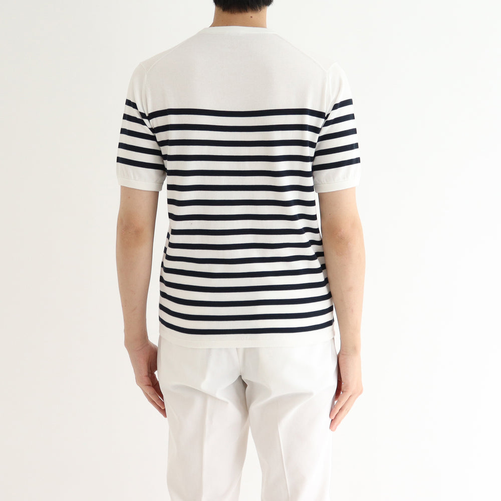 スビンプラチナム ボーダーニットTシャツ White×Navy | ＋CLOTHET ONLINE