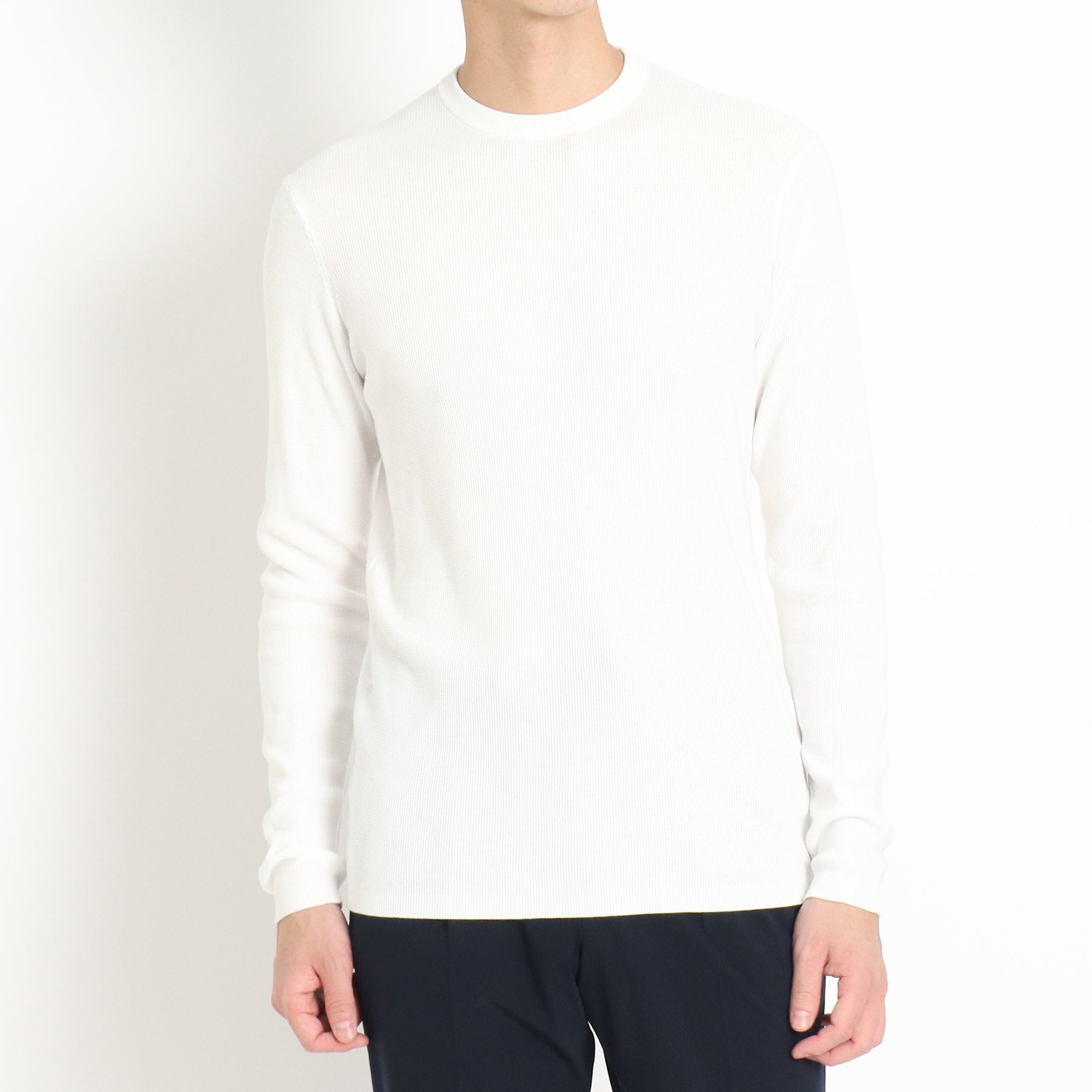 スビンプラチナム ミニサーマルクルーネックニット ホワイト