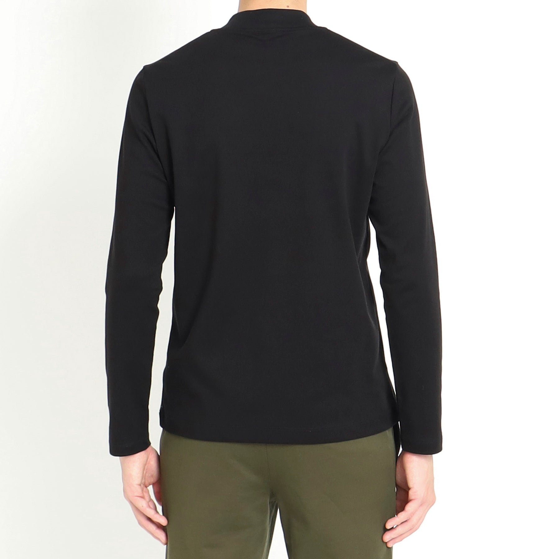 Tailored Mock Neck Long Sleeve T-shirt Color: Black