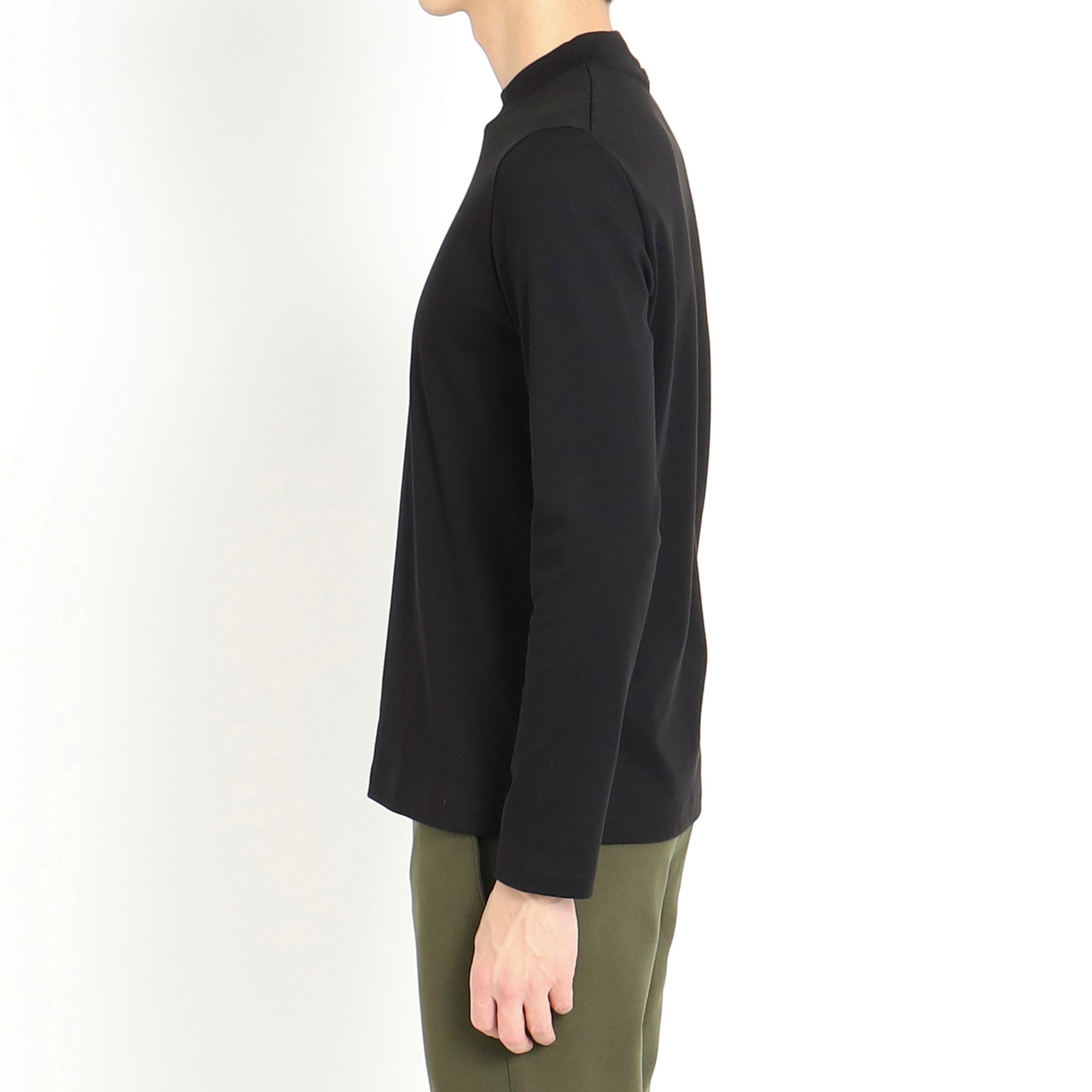 Tailored Mock Neck Long Sleeve T-shirt Color: Black