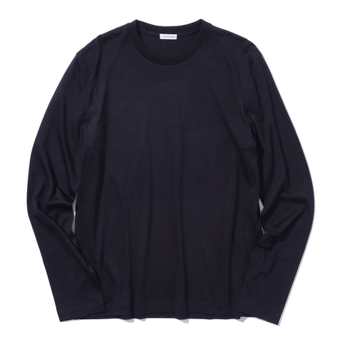 Wool Tailored Long Sleeve T-shirt Color: Navy